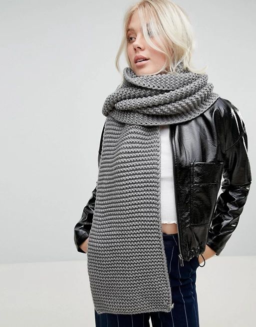 Glamorous Extra Long Knitted Scarf in Gray | ASOS US