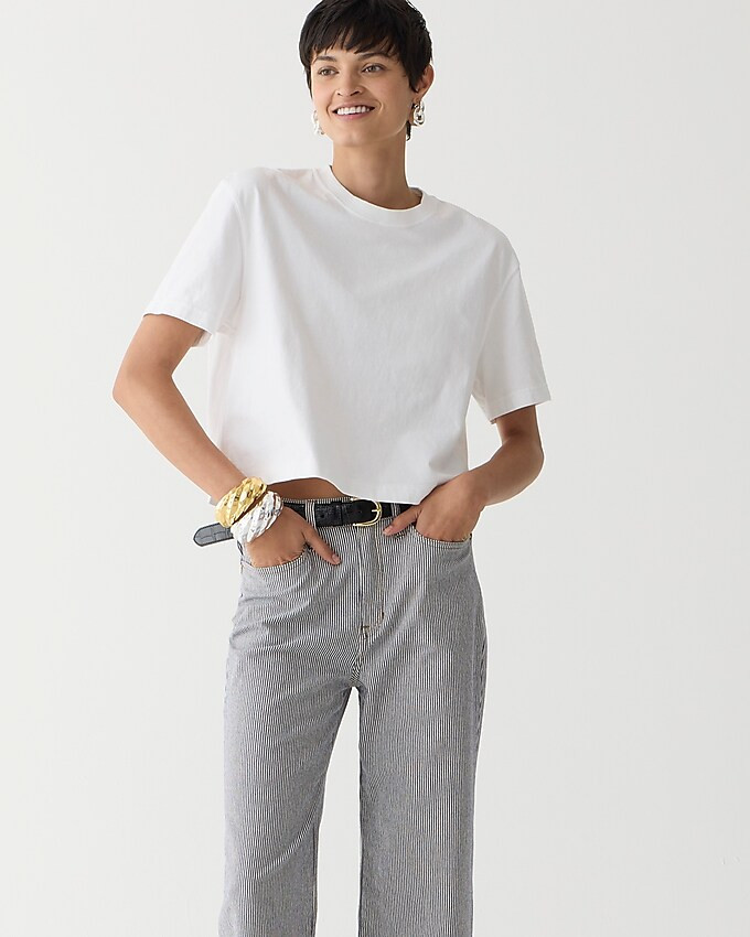 Petite slim wide-leg jean in stripe | J. Crew US