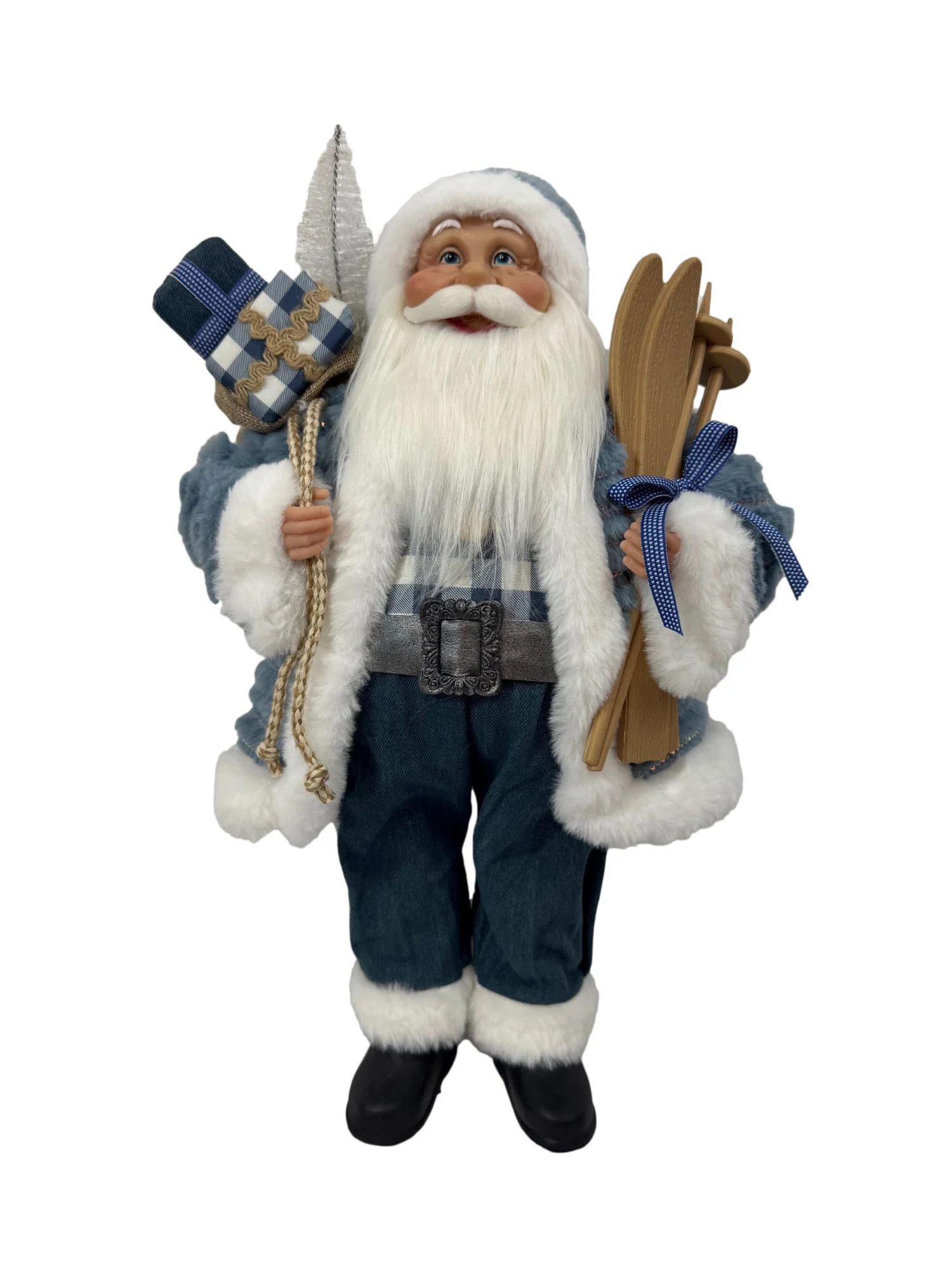 Holiday Time 18in Blue Santa With Skis And Gifts Brings Cool Rustic Winter Charm. | Walmart (US)