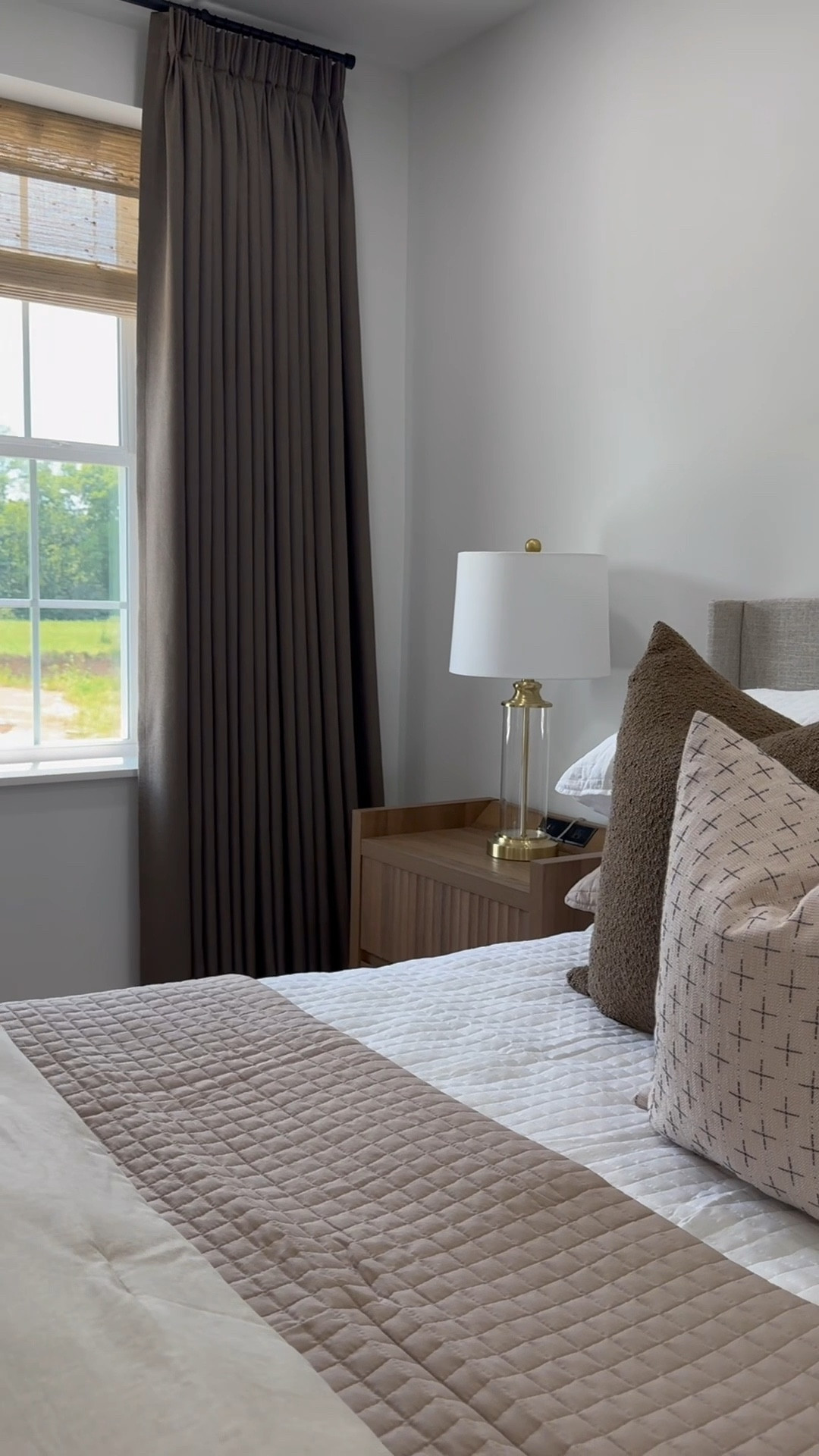 During my room transformation, I couldn’t miss adding the Aura collection curtains from @tailorvibe_official They’re made of double-sided linen fabric and is inherently fully blackout. The quality is outstanding, bringing elegance and sophistication to the space. What a powerful upgrade 🤎

Below are my curtains details:
Aura Sepia Ebony
French Pleat Triple
Single Panel Width: 70 inches
Single Panel Length: 93 inches
Memory Shape

🔗Comment CURTAINS for a link to be send to your inbox or shop my LTK page 
.
.
.
#bedroom #bedroominspo #tailorvibe #curtains #customcurtains #homedecorinspo #barndominium #bedroomdesign #homedecorblogger #cozyroom #hometransformation #neutralhome #ltk #ltkhome 

#LTKHome #LTKStyleTip #LTKSaleAlert