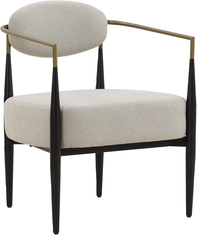 Tylees Collection Modern Fabric & Metal Dining Chair, Beige, Black, Gold | Amazon (US)