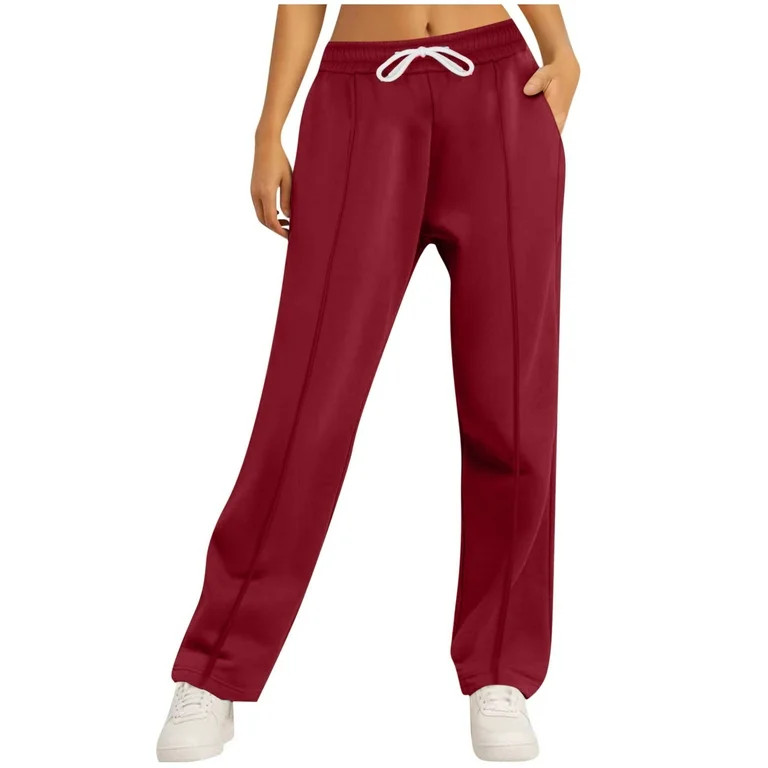 VBVC No Boundaries Women's Drawstring Wide Leg Sweatpants,Ladies High Waist Joggers Trouser With ... | Walmart (US)