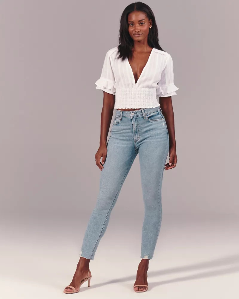 Curve Love High Rise Super Skinny Ankle Jeans | Abercrombie & Fitch US & UK