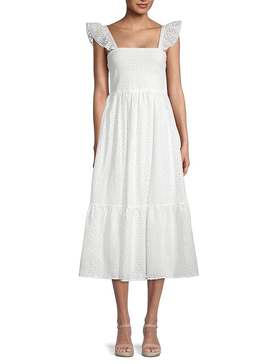 Nannette Women's Smocked Tiered Midi Dress - White - Size 10 | Saks Fifth Avenue OFF 5TH