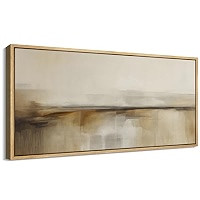 SIGNFORD Extra Large Framed Canvas Print Wall Art Neutral Abstract Minimalist Beige and Brown Lan... | Amazon (US)