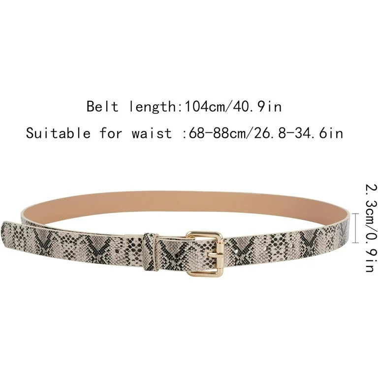 XiaoBanDeng Women Snakeskin Print Skinny Thin Faux Leather Belt Jeans Pants Dress Waist Belt | Walmart (US)