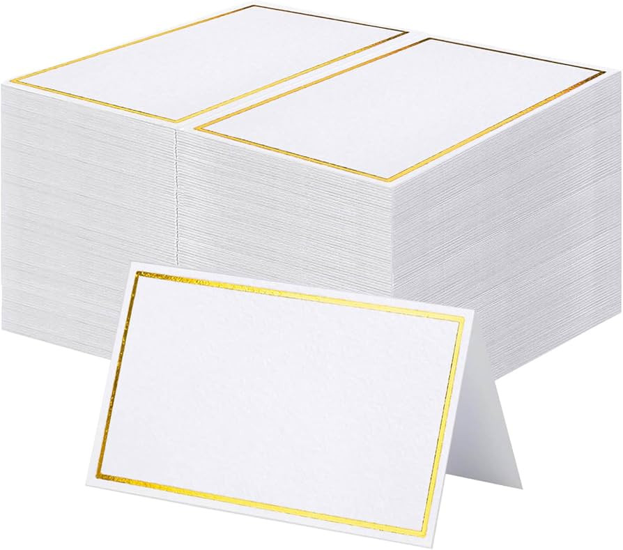 120Pcs Premium Place Cards, Small Table Cards with Gold Foil Border, 2" x 3.5" Tent Cards, Escort... | Amazon (US)