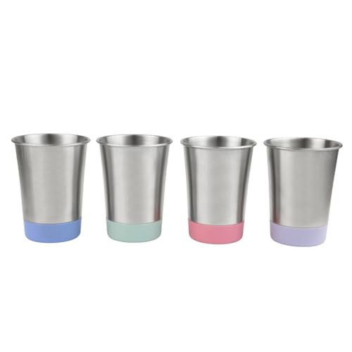Elk and Friends Stainless Steel Kids + Toddler Drinking Cups | 12oz Tumblers with Colored Base | Durable + Stackable | Travel, Camping + Outdoors | Dishwasher Safe | 4 Pack | Amazon (US)