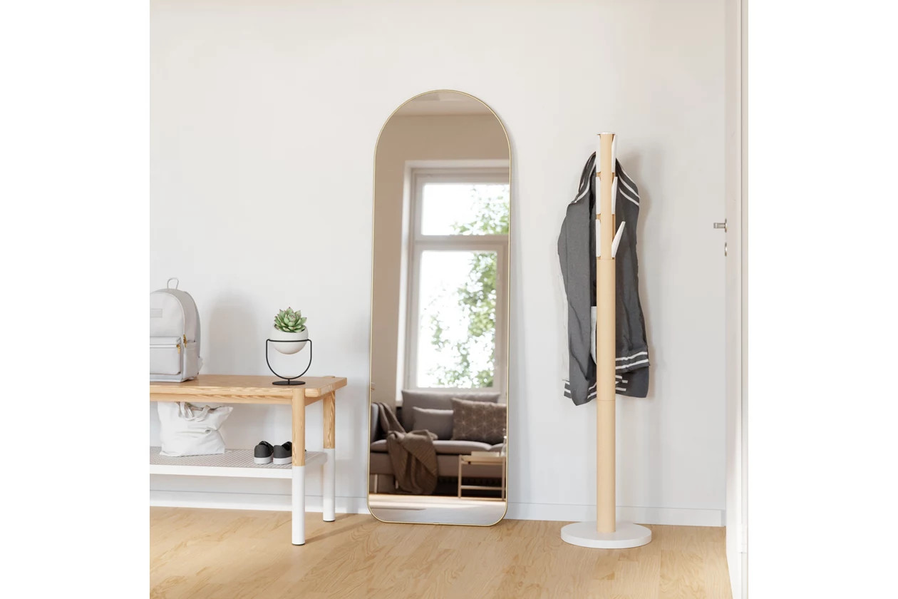 UMBRA Modern Arched Brass Framed Leaning Full Length Mirror | Ashley Homestore