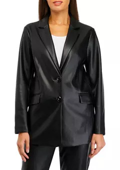 Single Thread Women's Vegan Leather Blazer | Belk