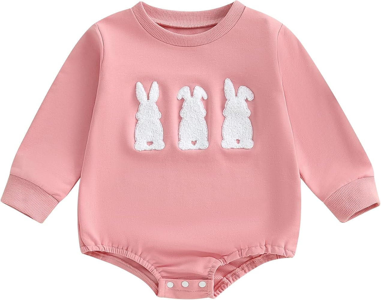 Infant Baby Girl Boy Easter Clothes Bunny Baby Romper Sweater Toddler Spring Outfits Sweatshirt | Amazon (US)