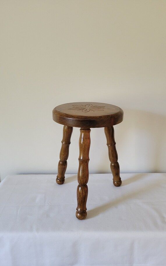 French Country Wooden Stool Milkman Brutalist Vintage France - Etsy | Etsy (US)