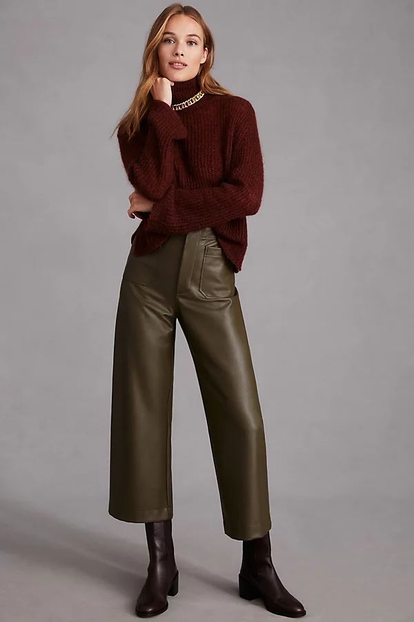 The Colette Faux Leather Pants By Maeve in Green Size 30 P | Anthropologie (US)