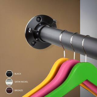 Rod Desyne 28 in. to 48 in. W Black Adjustabe Closet Rod and Socket Set C1943DP100-282 | The Home Depot