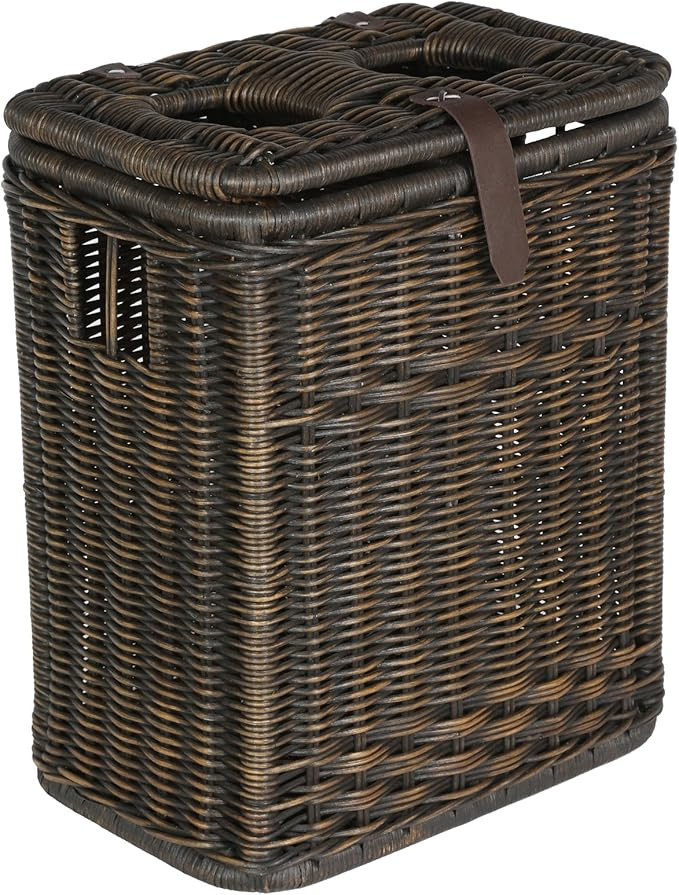 The Basket Lady Wicker Drop-in Divided Recycling Basket, 20 in L x 13 in W x 24 in H, Antique Wal... | Amazon (US)