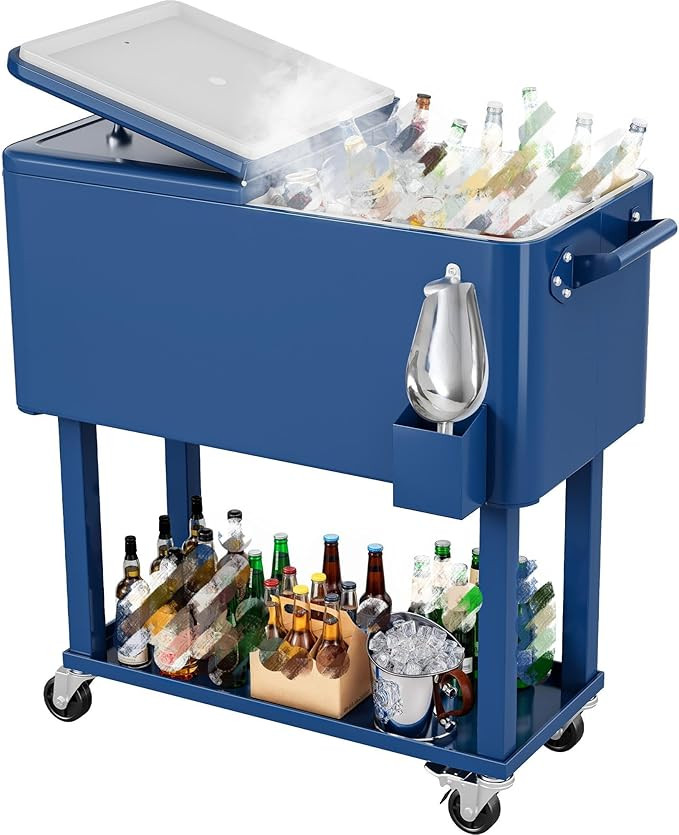 YITAHOME 80 Quart Patio Cooler Cart with Bottle Opener Drainage, Portable Rolling Beverage Cart f... | Amazon (US)