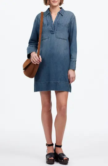 Madewell Airy Denim Edition Popover Minidress in Croswell Wash at Nordstrom Rack, Size X-Large | Nordstrom Rack
