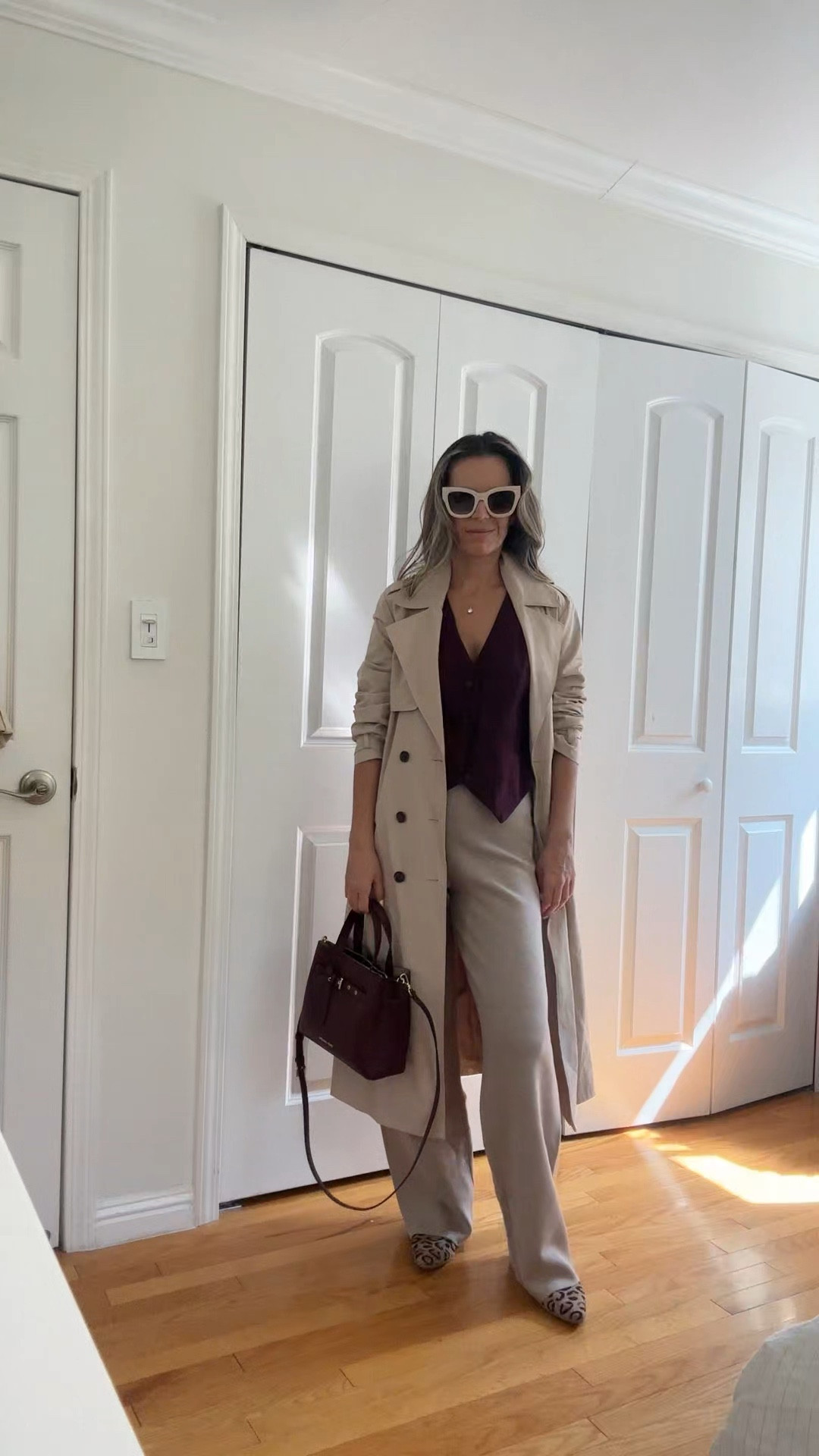 Trench coat sz XS - oversized
Burgundy vest sz XS

I’m 5’5” 122 lbs 

Fall outfits



#LTKVideo #LTKOver40 #LTKWorkwear