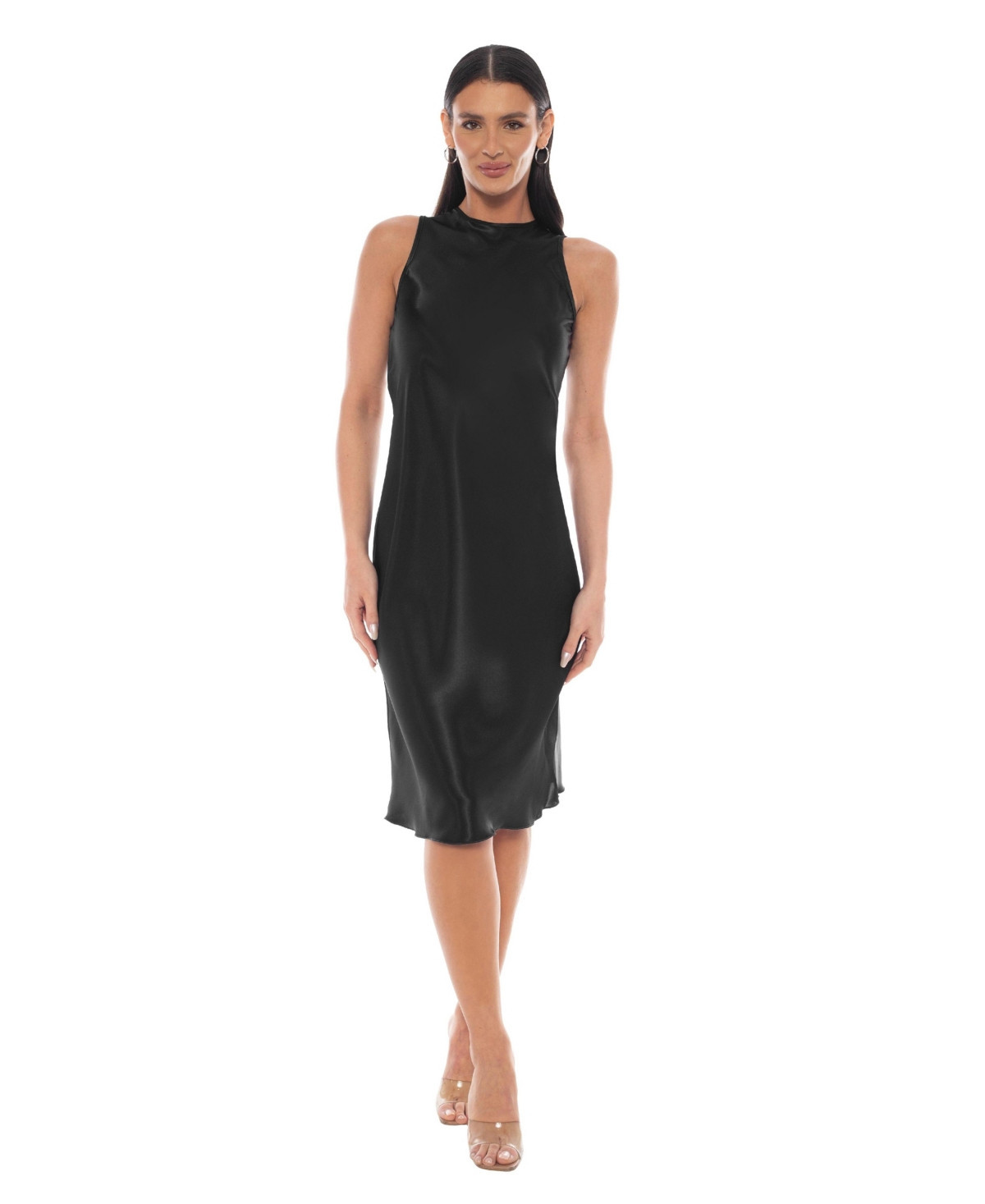 Bebe Women's Sleeveless Satin Midi Dress - Black | Macy's