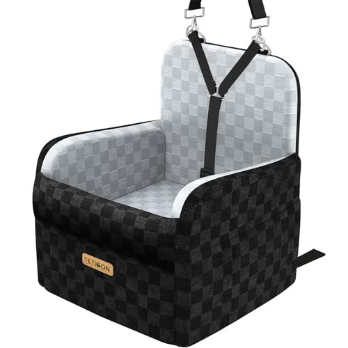 PETICON Waterproof Dog Car Seat for Small Medium Dogs, 6in Memory Foam Pet Booster Seat for Dogs up to 35 lbs with Pockets, Detachable Washable Pet Carseat with Y-Shape Safety Belt | Amazon (US)