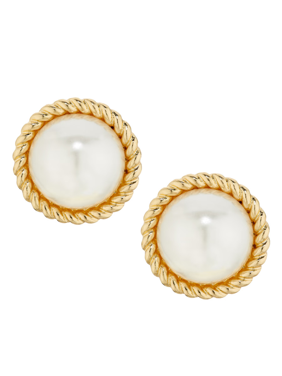 Emma 14K-Gold-Plated & Imitation Pearl Stud Earrings | Saks Fifth Avenue