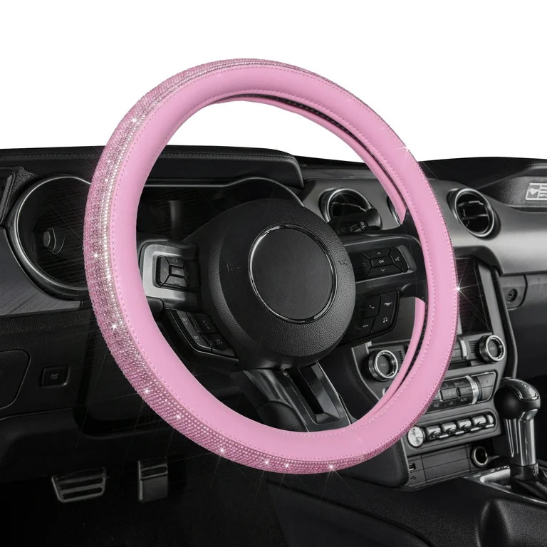 Auto Drive Pink Crystal, Universal Fit Steering Wheel Cover, PU leather | Walmart (US)