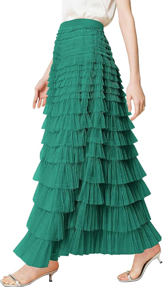 PEHMEA Tulle Maxi Skirts for Women, High Waist A-Line Flowy Elegant Party Wedding Guest Casual Sk... | Amazon (US)