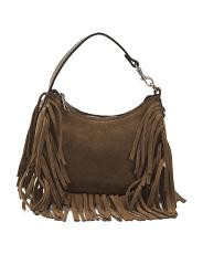suede muna mini clutch with leather carry handle | TJ Maxx