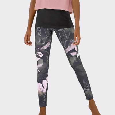Women's Floral Lounge Leggings - LASCANA - Grey Rose Floral MEDIUM | Target