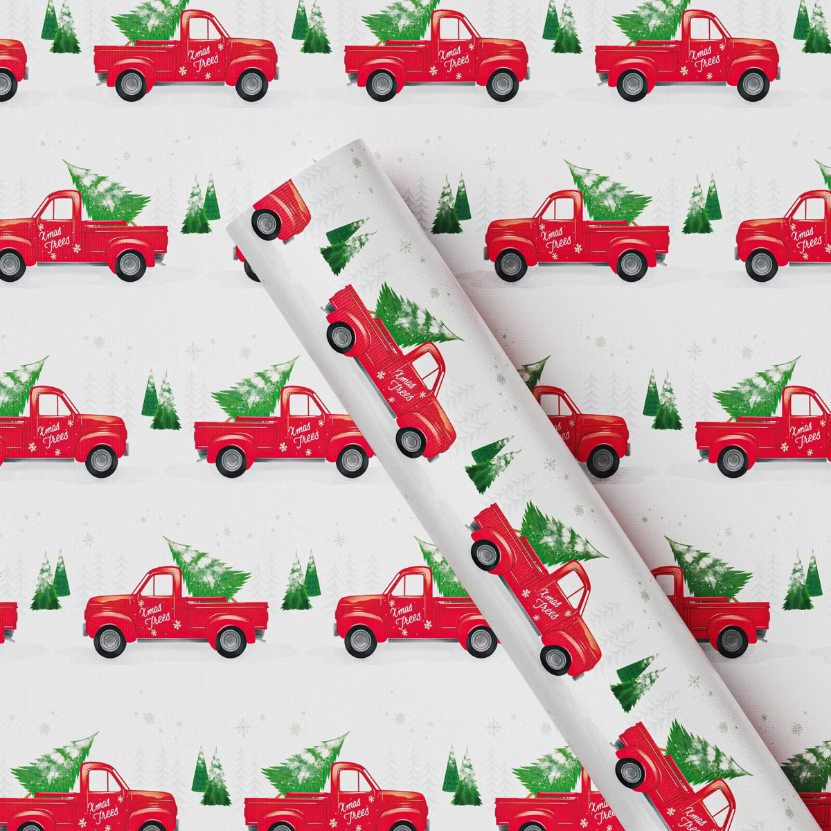 25 sq ft Trucks Christmas Gift Wrap White - Wondershop™ | Target
