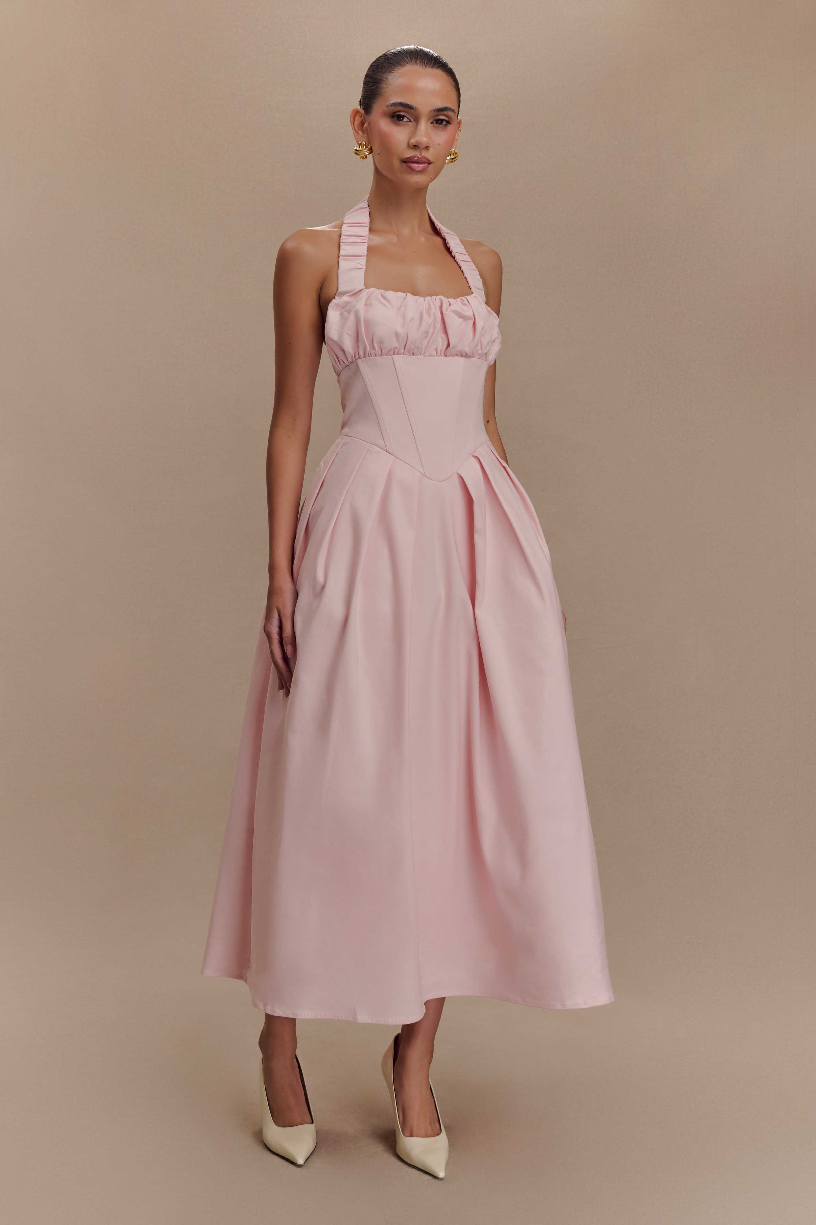 Candy Halter Midi Dress - Ballet Pink | Meshki (APAC)