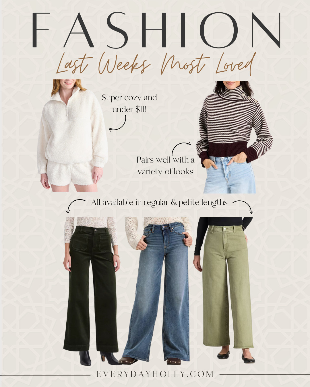 Last week's most loved fashion finds, favorite fashion pieces, high neck sweater, fleece pull over quarter zip, high waisted jeans, corduroy jeans, winter outfits, everydayholly 

 #LTKSeasonal #LTKPetite #LTKFindsUnder100