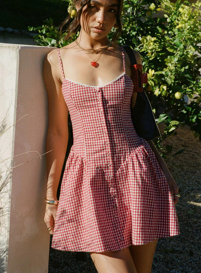 Toulouse Mini Dress Red Gingham | Princess Polly US