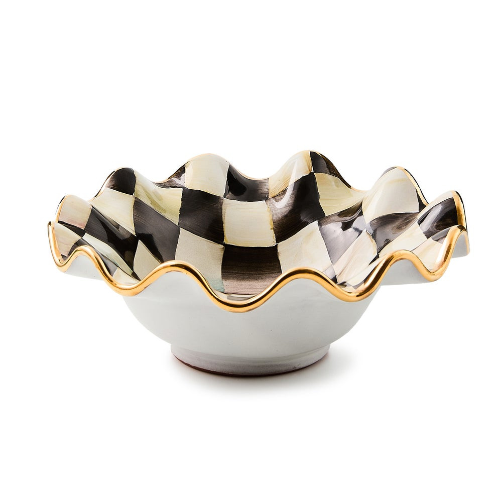 Check Fluted Ceramic Breakfast Bowl | MacKenzie-Childs