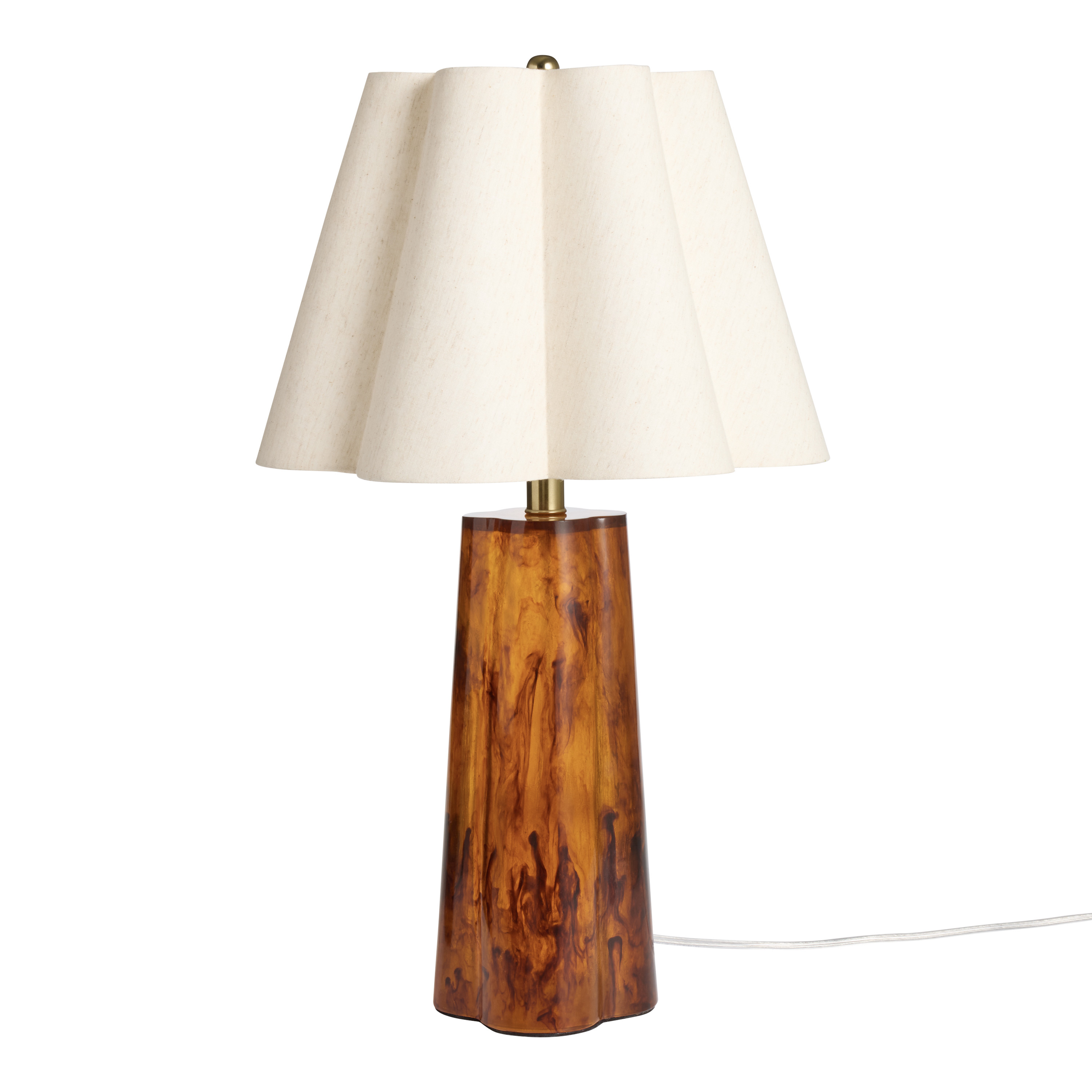 Amber Tortoiseshell Resin Column Scalloped Table Lamp | World Market