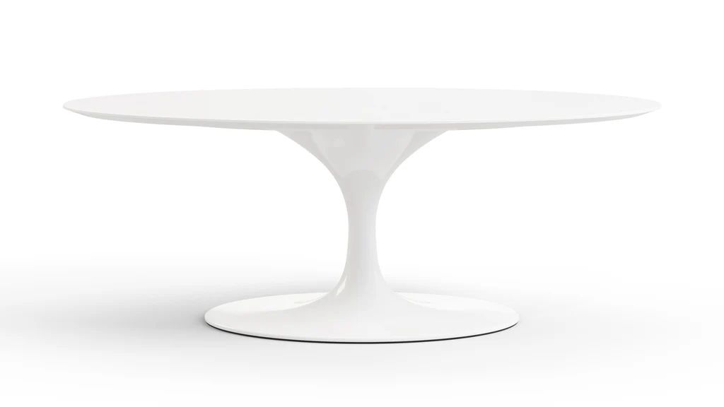 Tulip Style Coffee Table - Oval Tulip Style Coffee Table, White Lacquer | Interior Icons