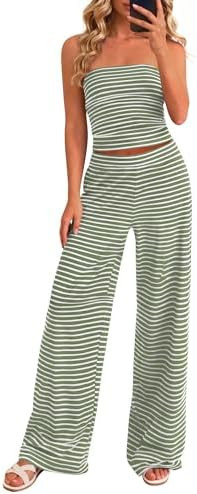 PRETTYGARDEN Summer Sets Women 2 Piece Outfits 2026 Matching Striped Loungewear Spring Airport Tr... | Amazon (US)