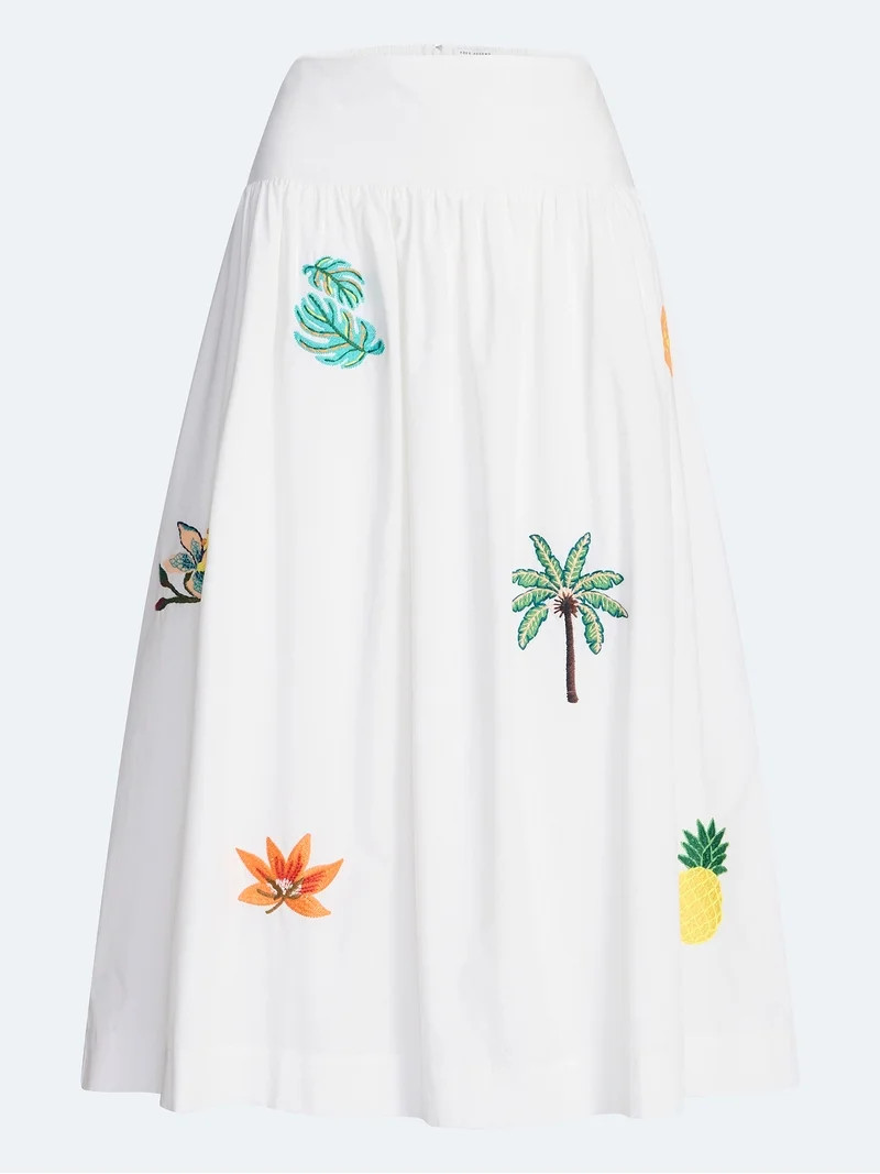 Free Assembly Women's and Women's Plus Embroidered Cotton Maxi Skirt with Drop Waist, Sizes XS-4X | Walmart (US)