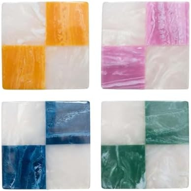 Folkulture Coasters Set of 4 | (4") Resin Drink Coaster for Coffee Table | Handmade Coasters for ... | Amazon (US)