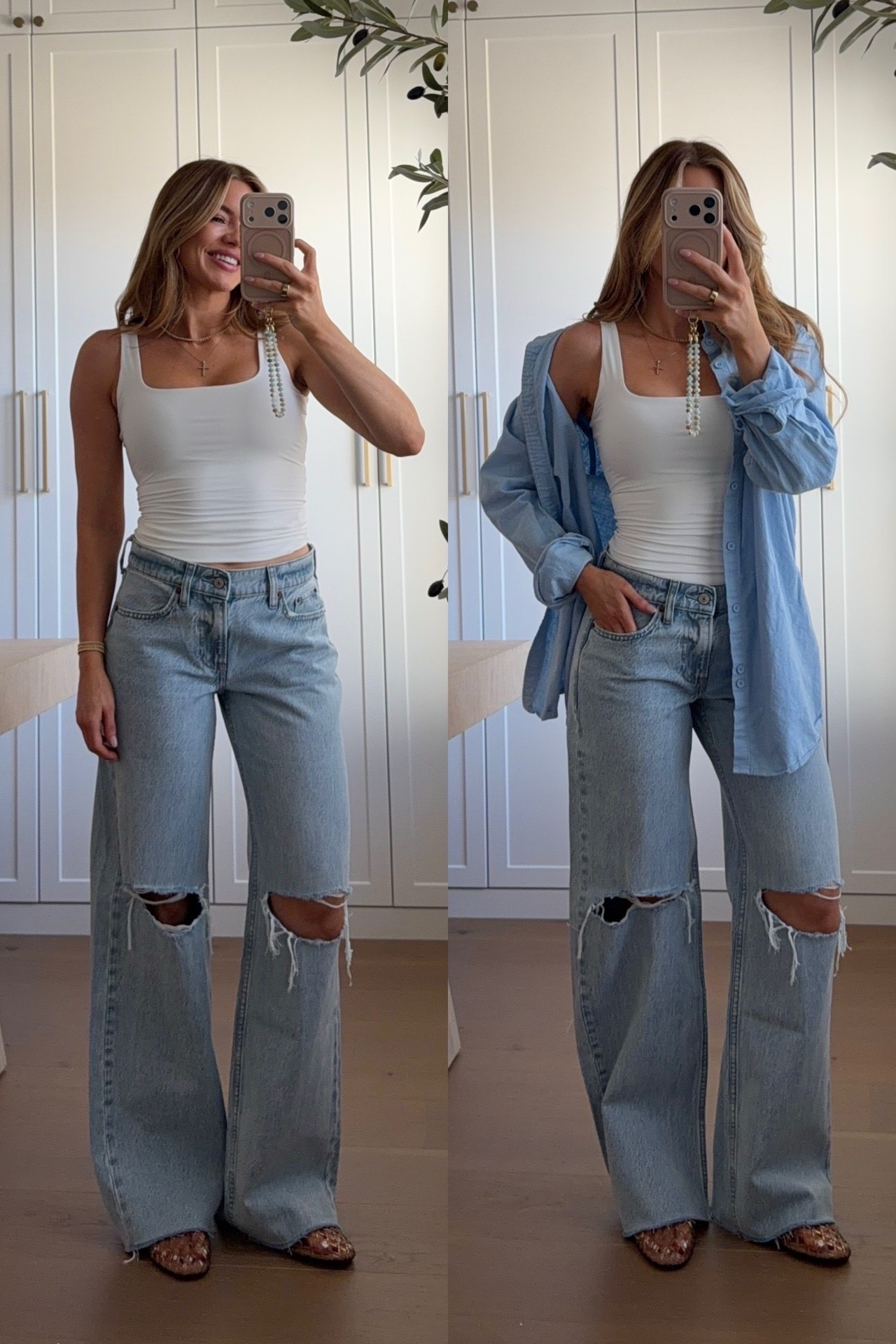 20-40% off everything from abercrombie 🤍 use code: SPRINGAF for an extra 15% off 
tank: xs // jeans: 24 regular (5’3) // button down: medium 

#LTKSaleAlert #LTKSeasonal #LTKootd