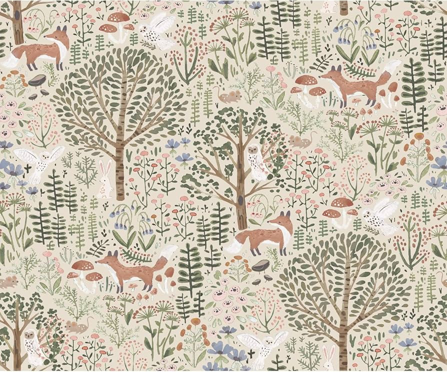 RoomMates RMK12591PLW Clara Jean Folklore Forest Peel and Stick Wallpaper, Almond/Vintage | Amazon (US)