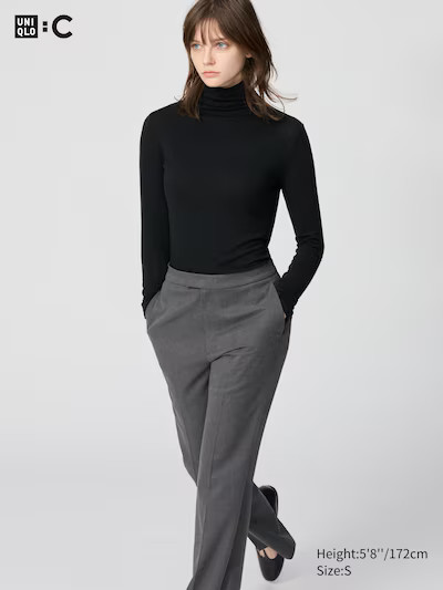 Women's HEATTECH Extra Warm Cashmere Blend High Neck T-Shirt | UNIQLO UK | UNIQLO (UK)