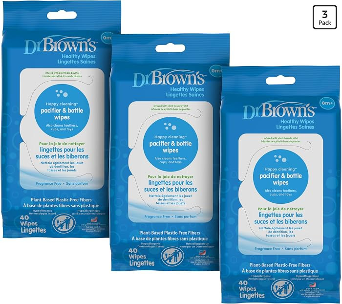 Dr. Brown's Bottle and Pacifier Healthy Wipes, Safely Clean Bottles, Baby Items, and Feeding Esse... | Amazon (US)