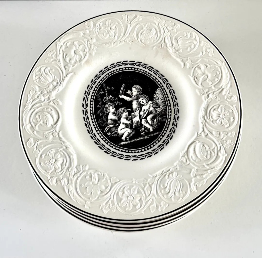 Set of 4 Wedgwood Etruria England Cipriani Embossed Cherubs B/W 9" Plates Neoclassic - Etsy | Etsy (US)