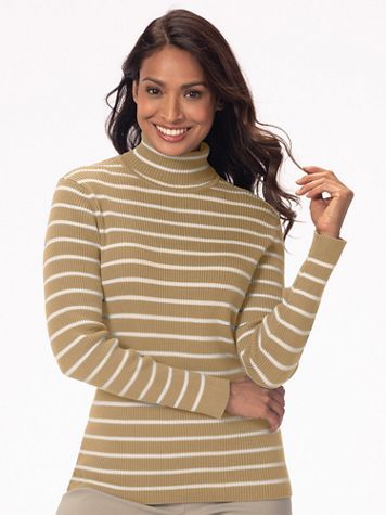 Striped Ribbed Cotton Turtleneck Sweater - Appleseed's | Appleseed’s