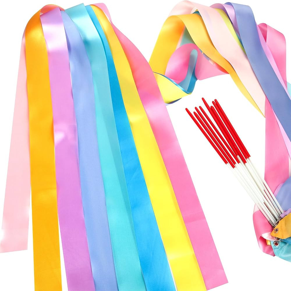 8PCS Pastel Rainbow Gymnastics Dance Ribbons Party Favors Decorations for Kids, Aesthetic Loot Ba... | Amazon (US)