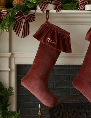 Mauree Velvet Stocking, Olive | Lulu and Georgia 