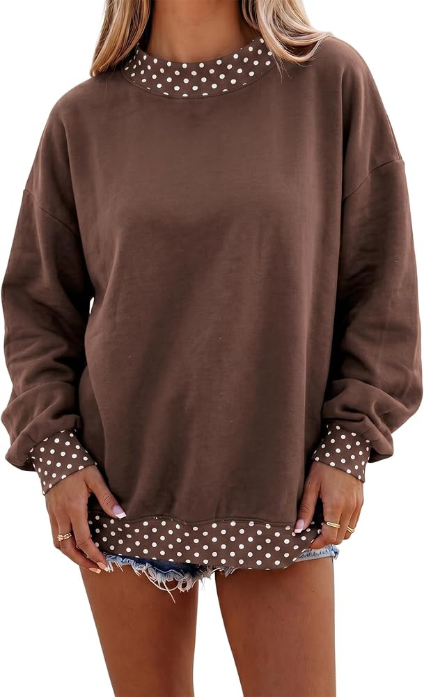 Women Polka Dot Mockneck Sweatshirt Y2k Long Sleeve Pullover Top | Amazon (US)