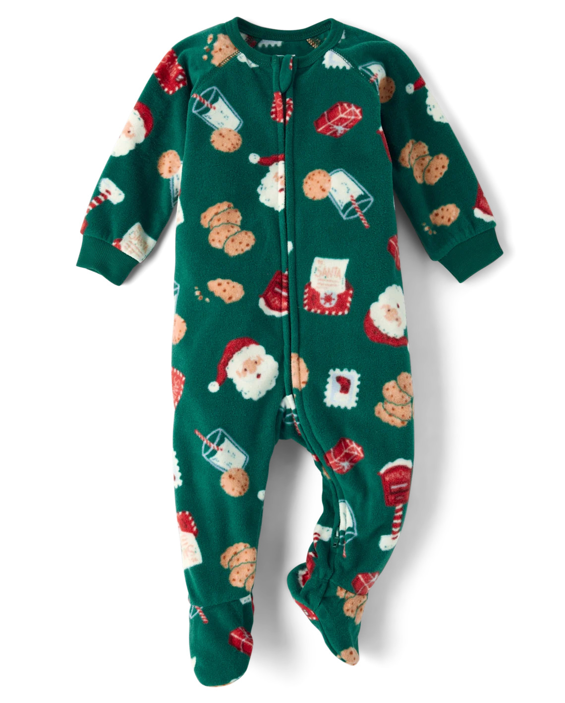 Baby And Toddler Matching Family Santa Letter Dream Fleece Footed One Piece Pajamas - green | The Children's Place