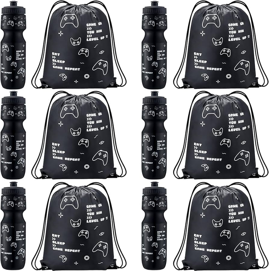 Talltalk 12 botellas de agua de 24 onzas con bolsa de cordón, vaso de regalo para videojuegos, f... | Amazon (US)